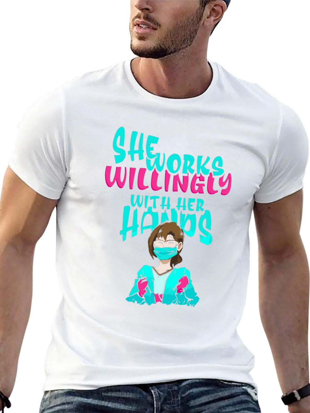 She Works Willingly T-Shirt - Black Graphic Tee