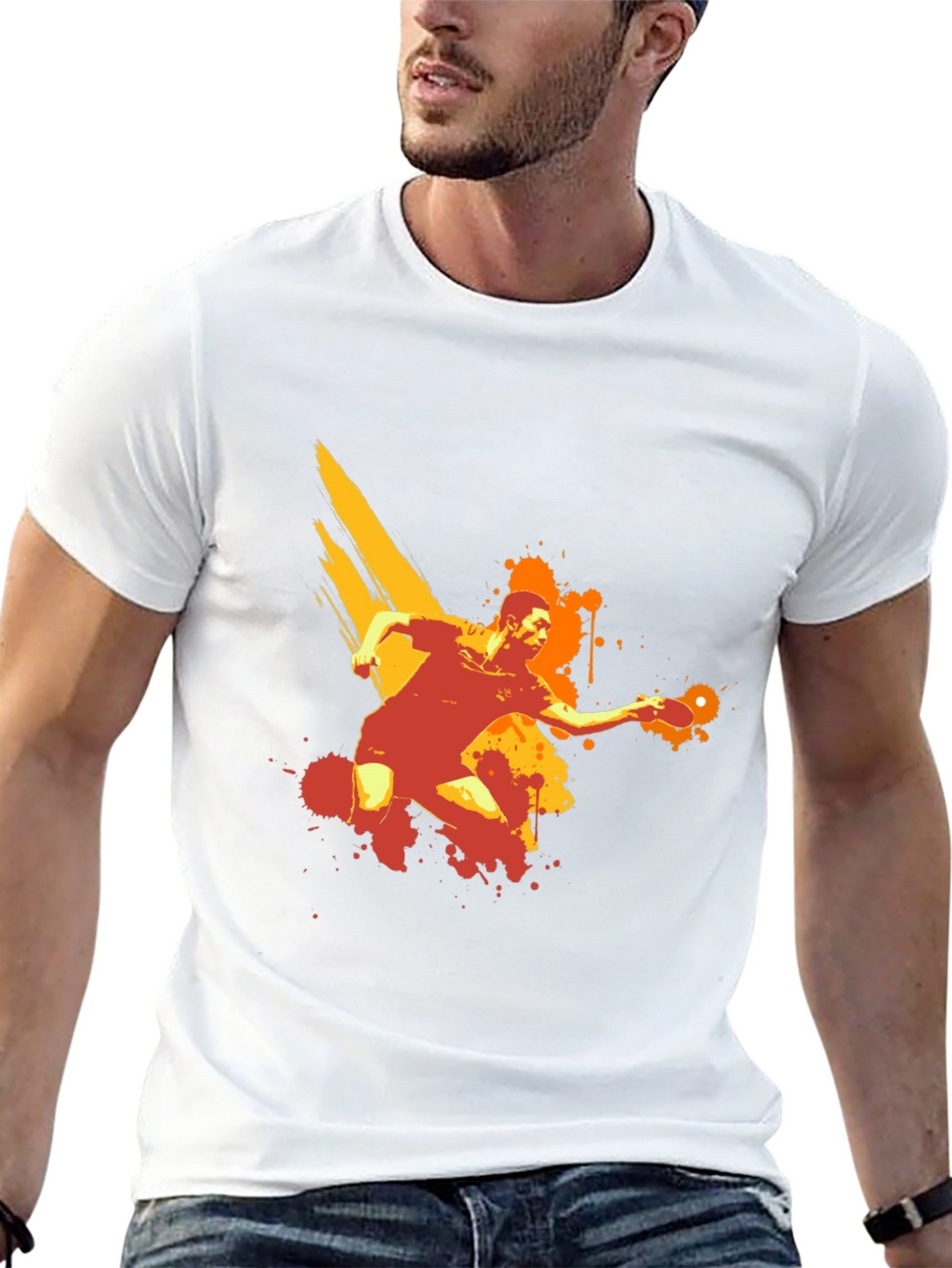 Table Tennis Player Graphic Black T-Shirt