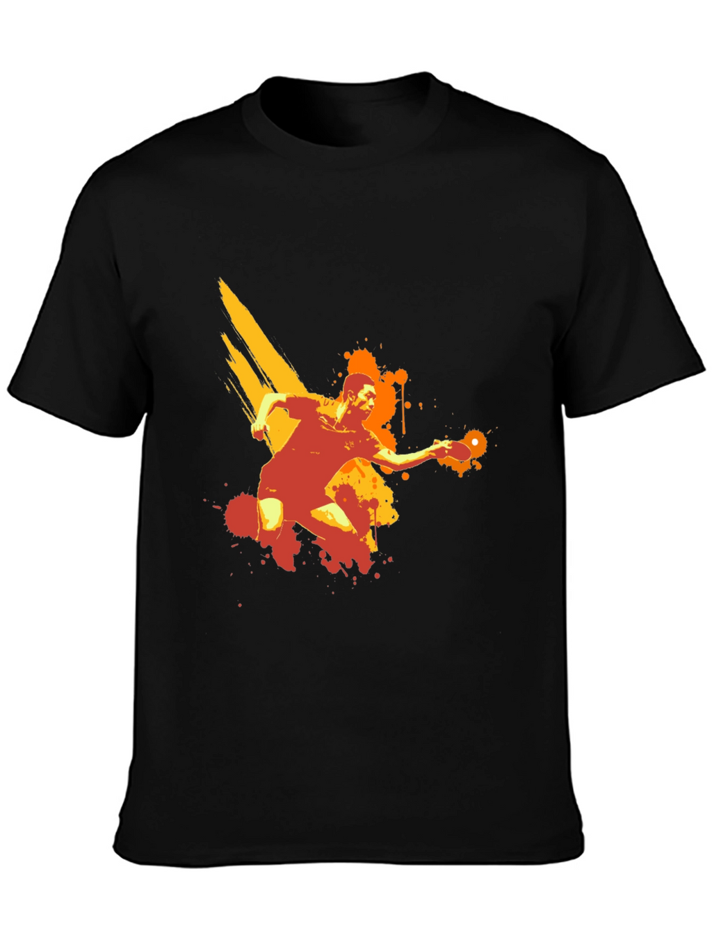 Table Tennis Player Graphic Black T-Shirt