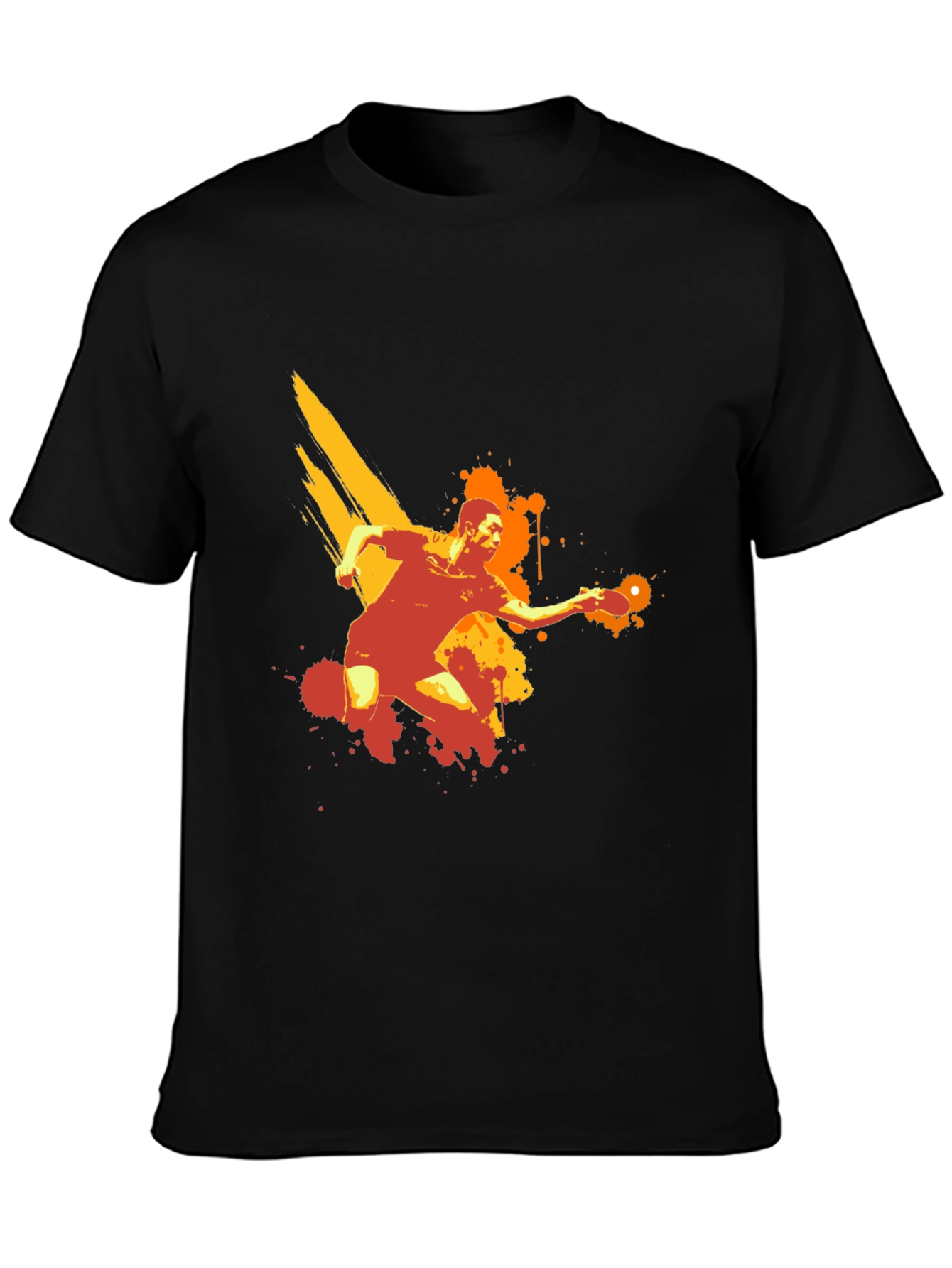 Table Tennis Player Graphic Black T-Shirt
