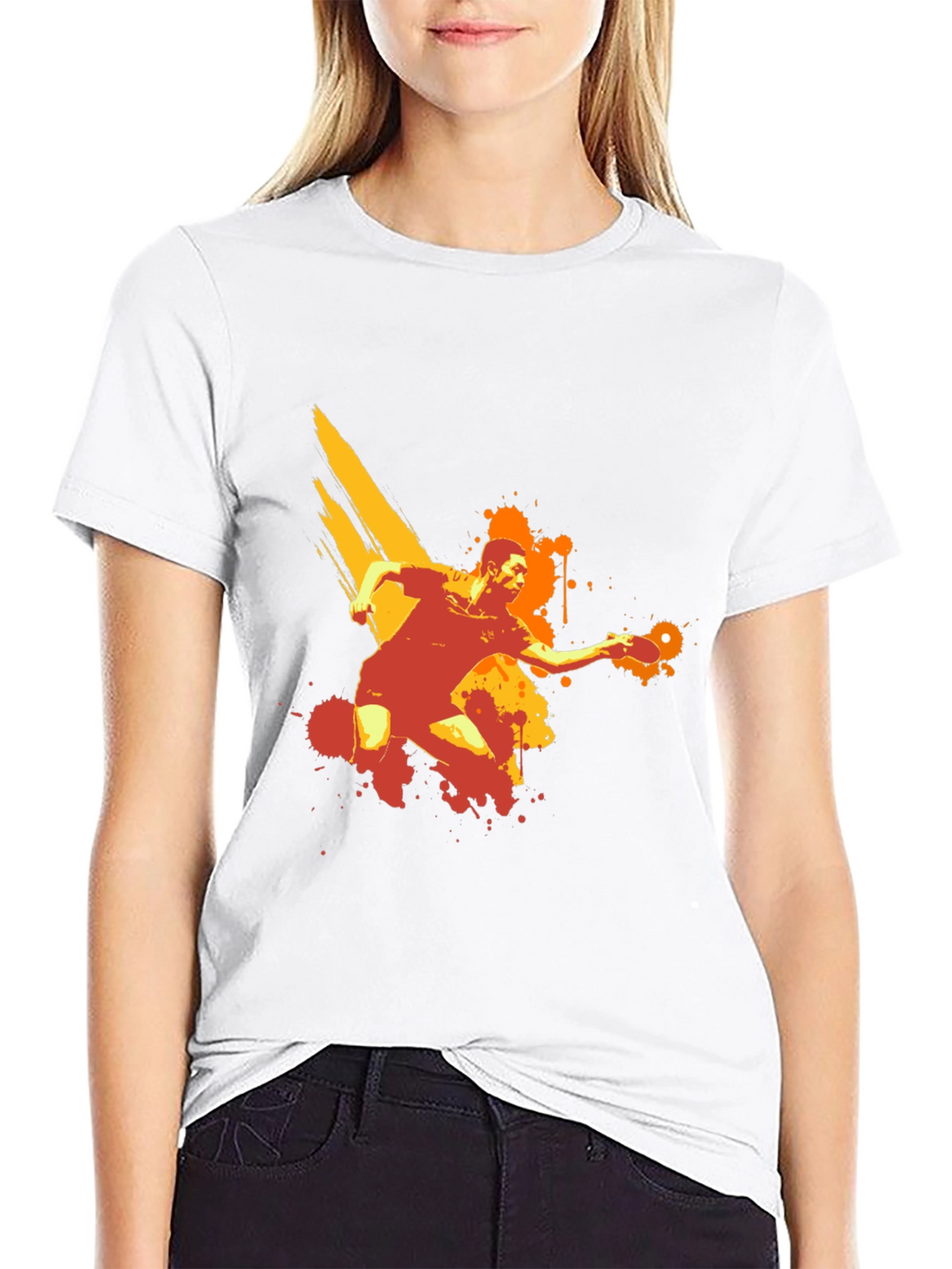 Table Tennis Player Graphic Black T-Shirt