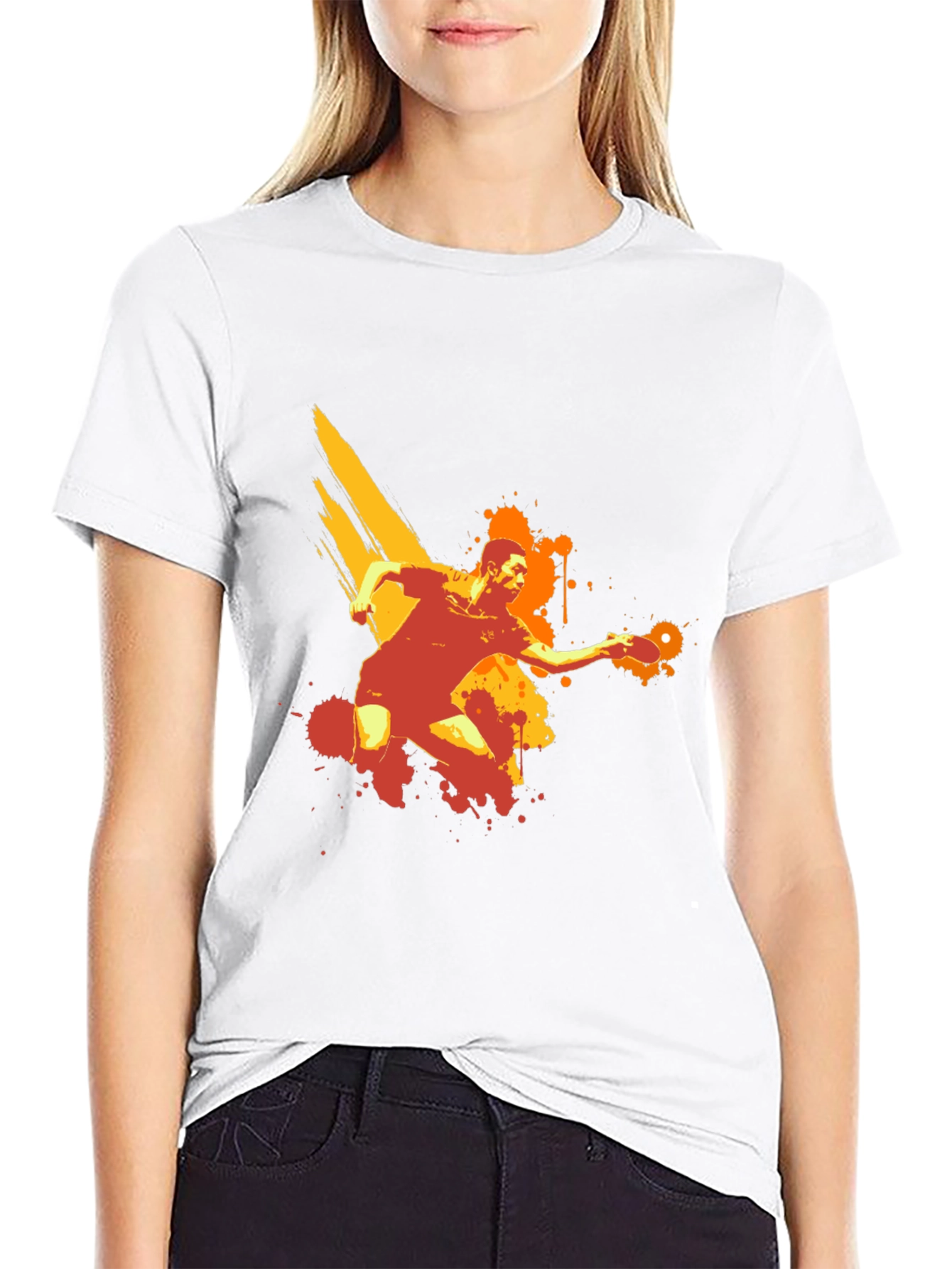 Table Tennis Player Graphic Black T-Shirt