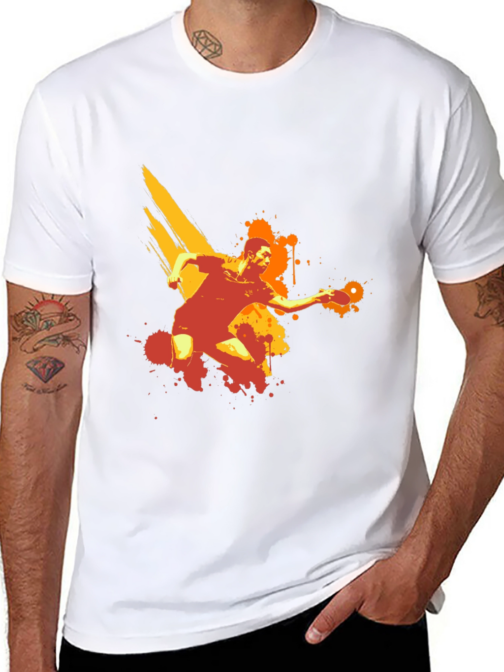 Table Tennis Player Graphic Black T-Shirt