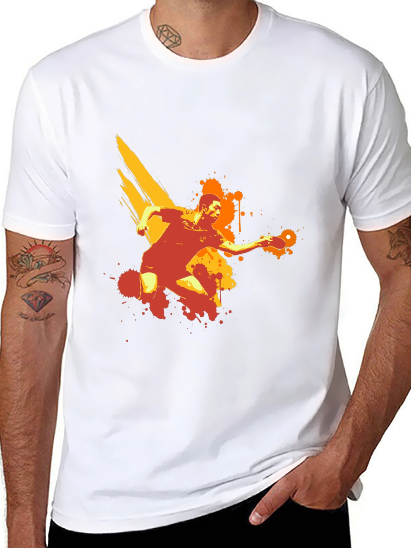 Table Tennis Player Graphic Black T-Shirt
