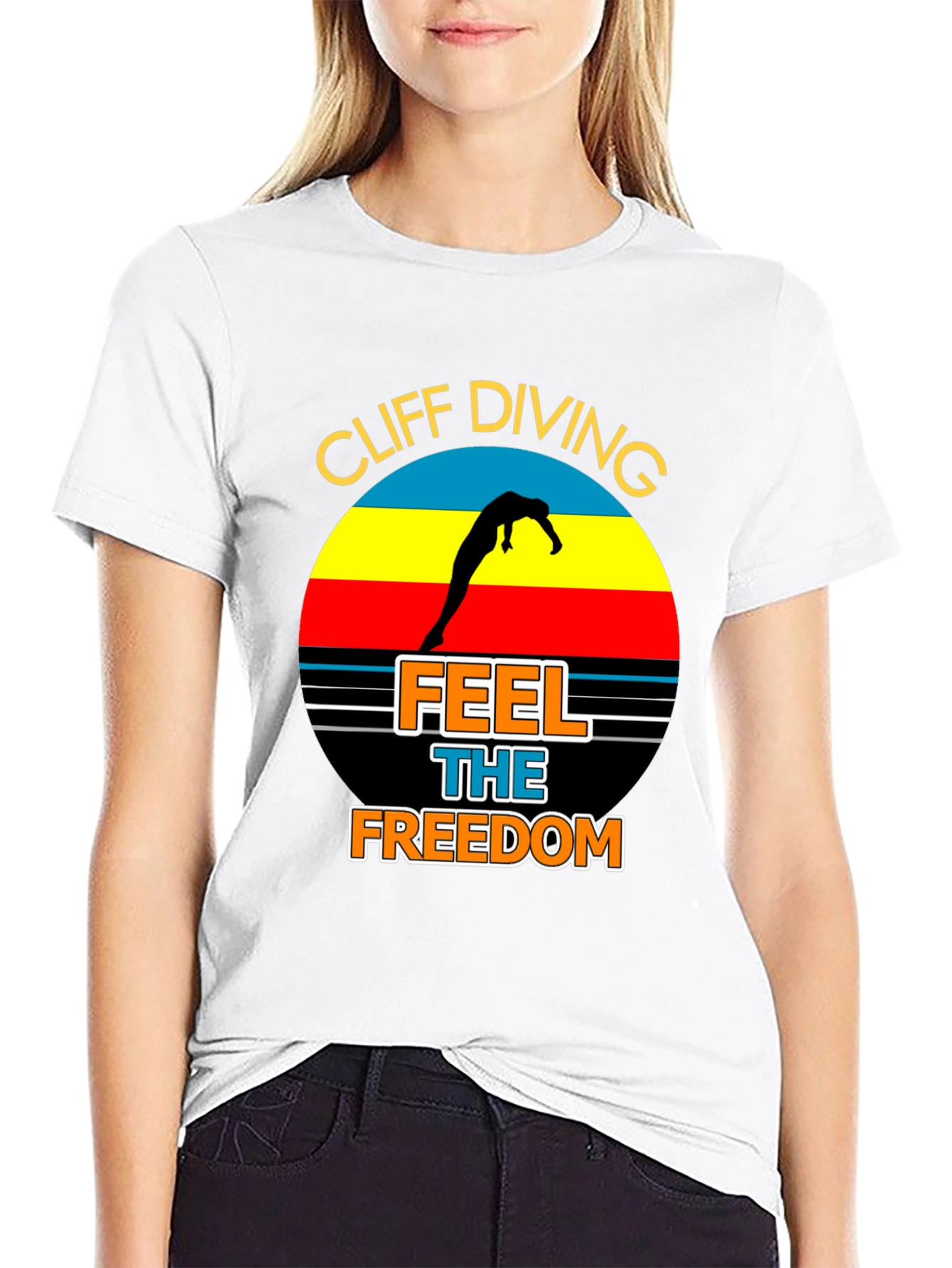 Cliff Diving T-Shirt: Feel The Freedom Graphic Tee
