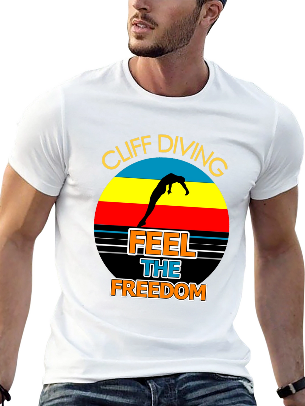 Cliff Diving T-Shirt: Feel The Freedom Graphic Tee