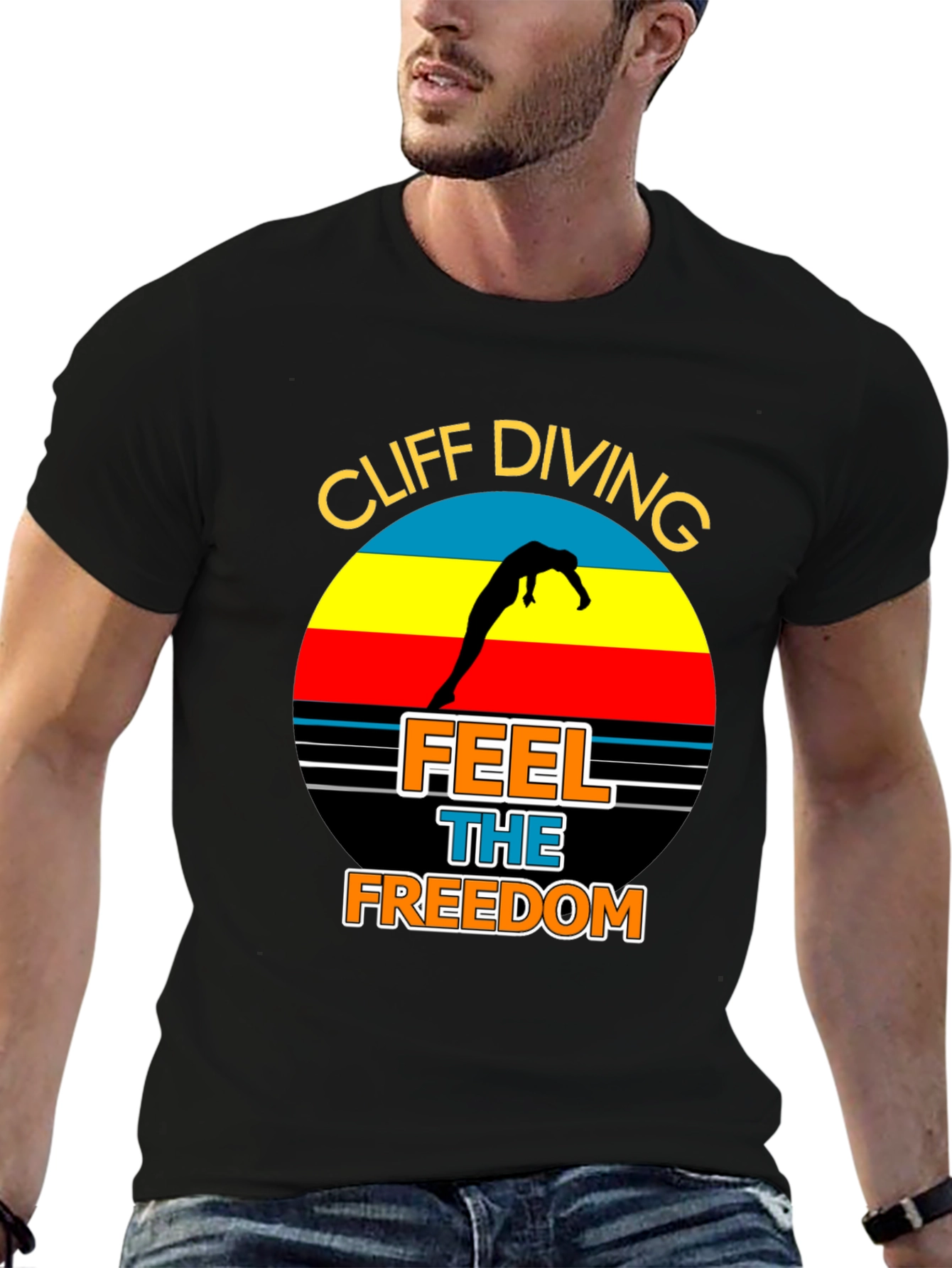 Cliff Diving T-Shirt: Feel The Freedom Graphic Tee