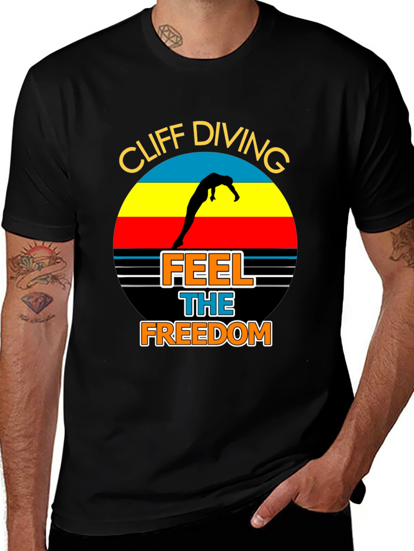 Cliff Diving T-Shirt: Feel The Freedom Graphic Tee