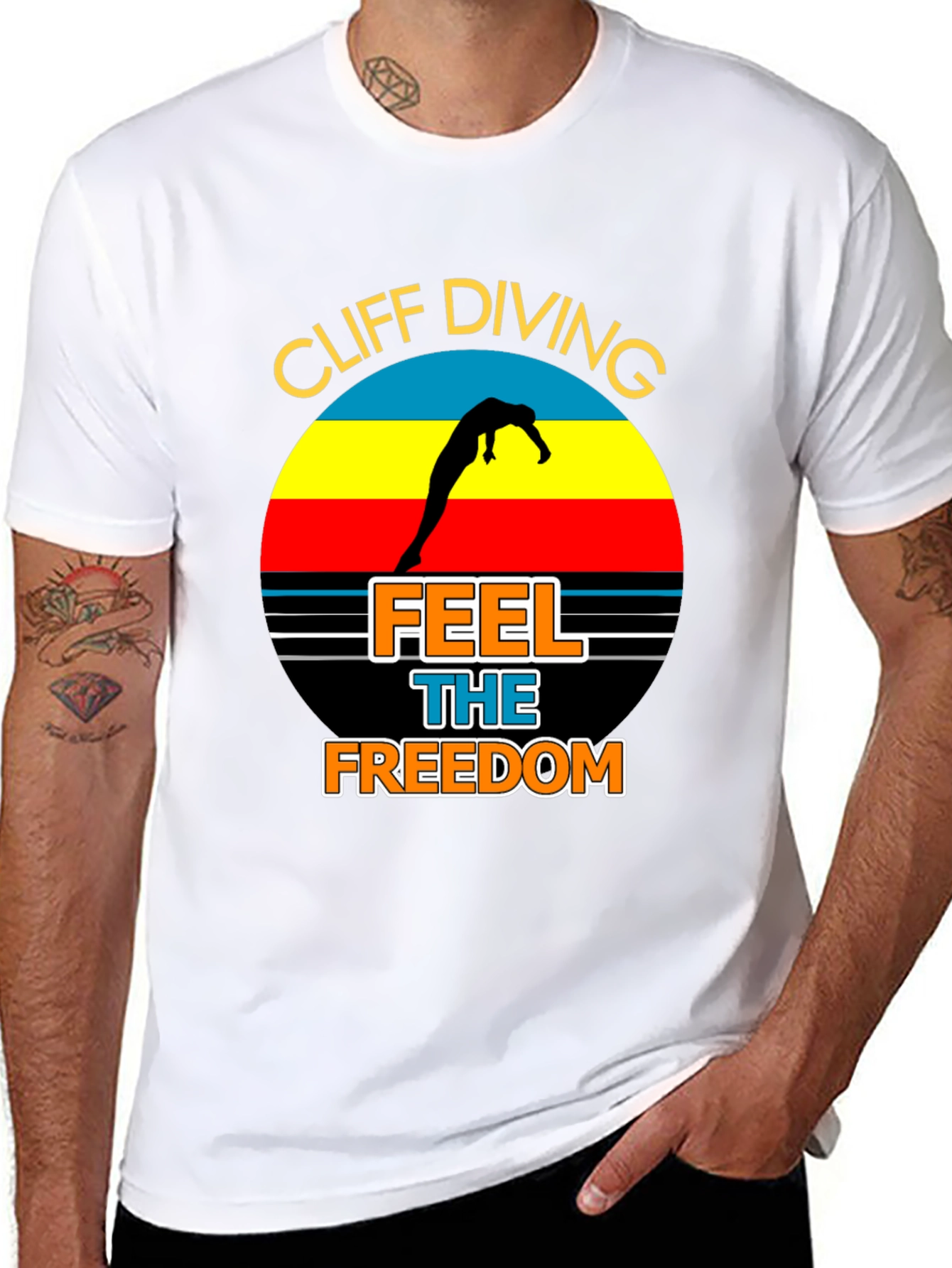 Cliff Diving T-Shirt: Feel The Freedom Graphic Tee