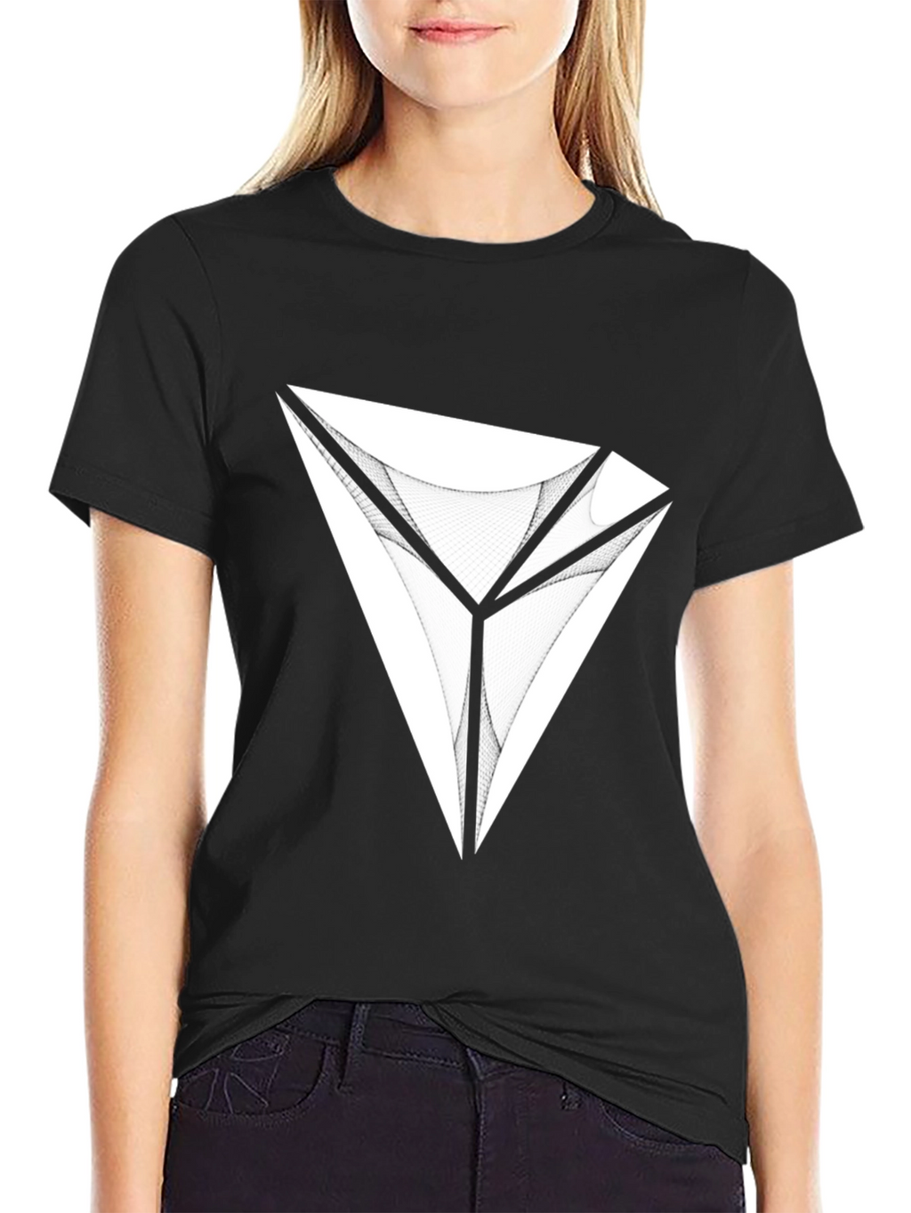Abstract Diamond Graphic Tee - Modern Black T-Shirt