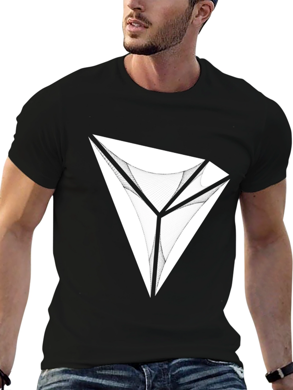 Abstract Diamond Graphic Tee - Modern Black T-Shirt