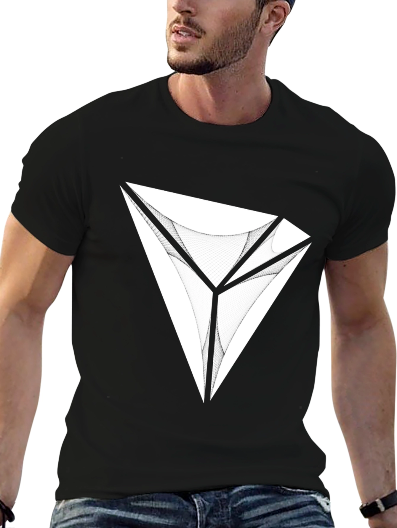 Abstract Diamond Graphic Tee - Modern Black T-Shirt