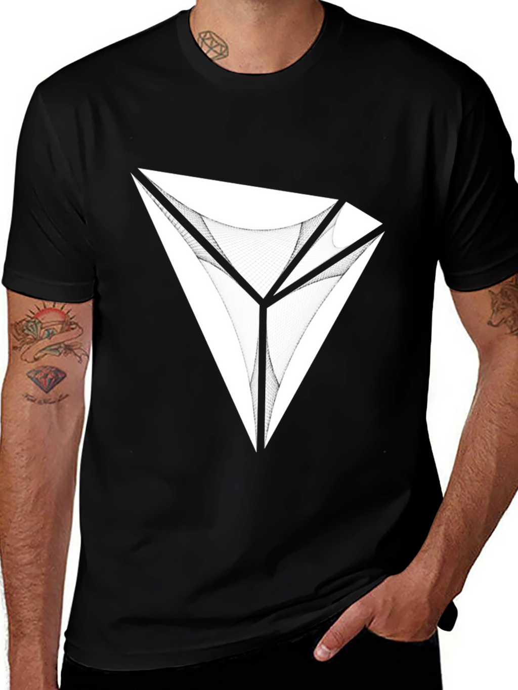 Abstract Diamond Graphic Tee - Modern Black T-Shirt