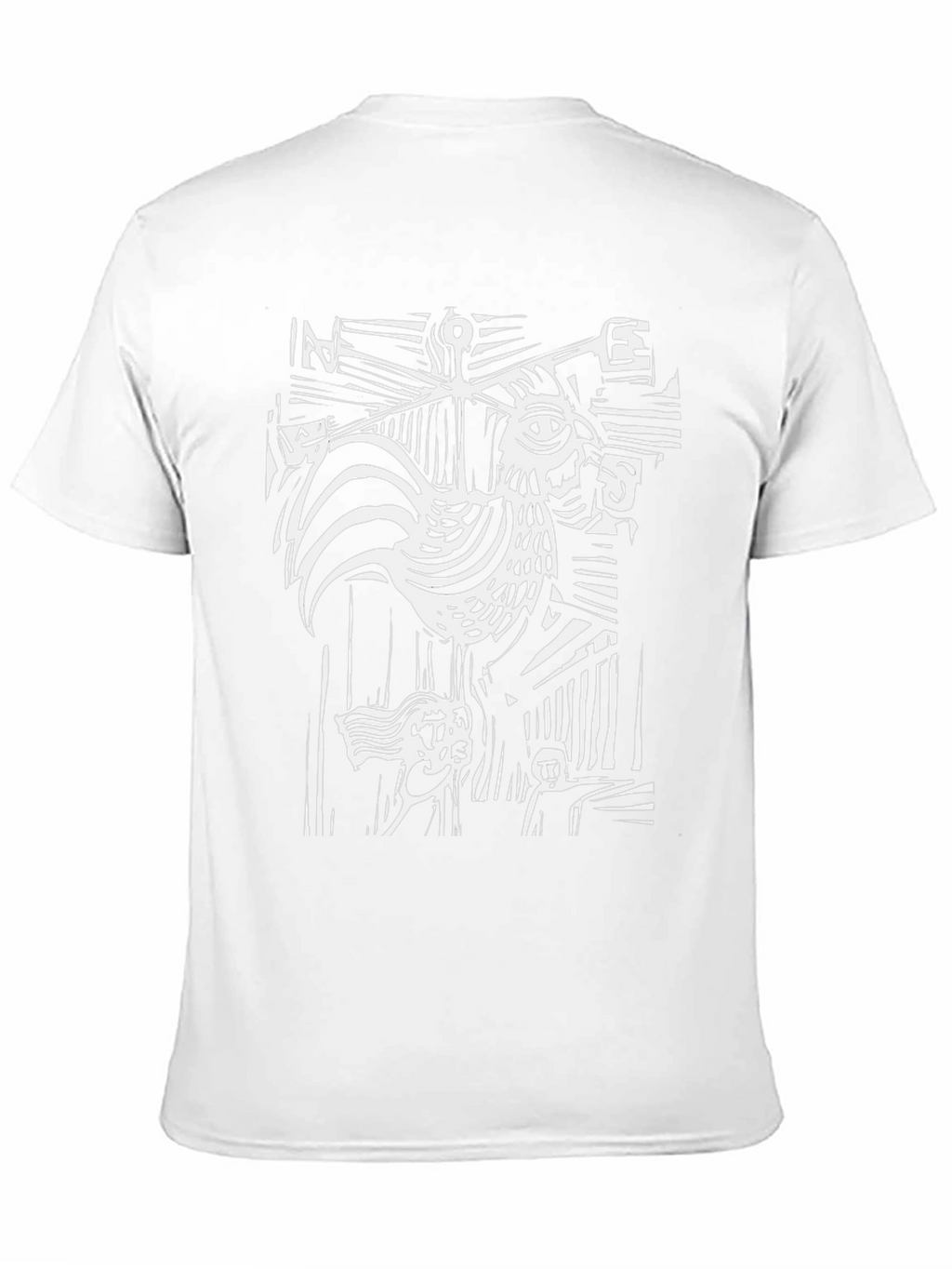 Abstract Rooster Graphic Tee - Black Cotton T-Shirt