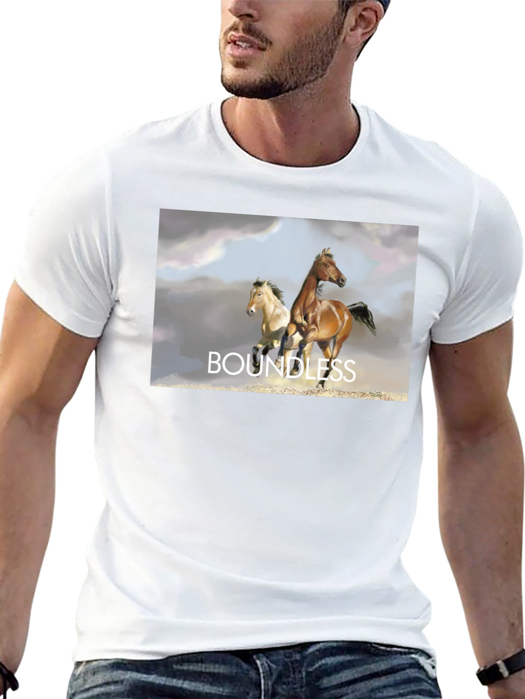 Boundless Horse Graphic Tee - Black Cotton T-Shirt