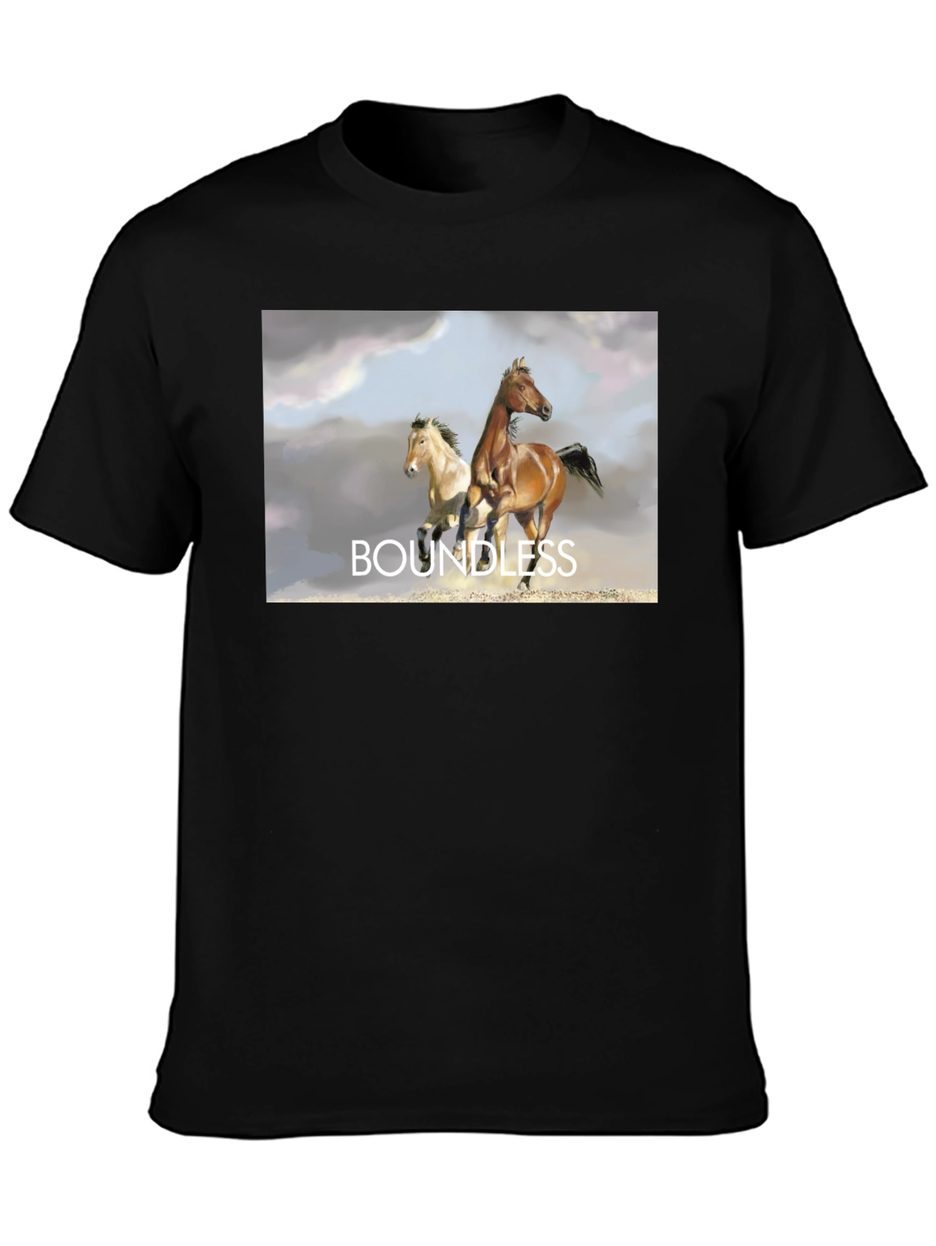 Boundless Horse Graphic Tee - Black Cotton T-Shirt
