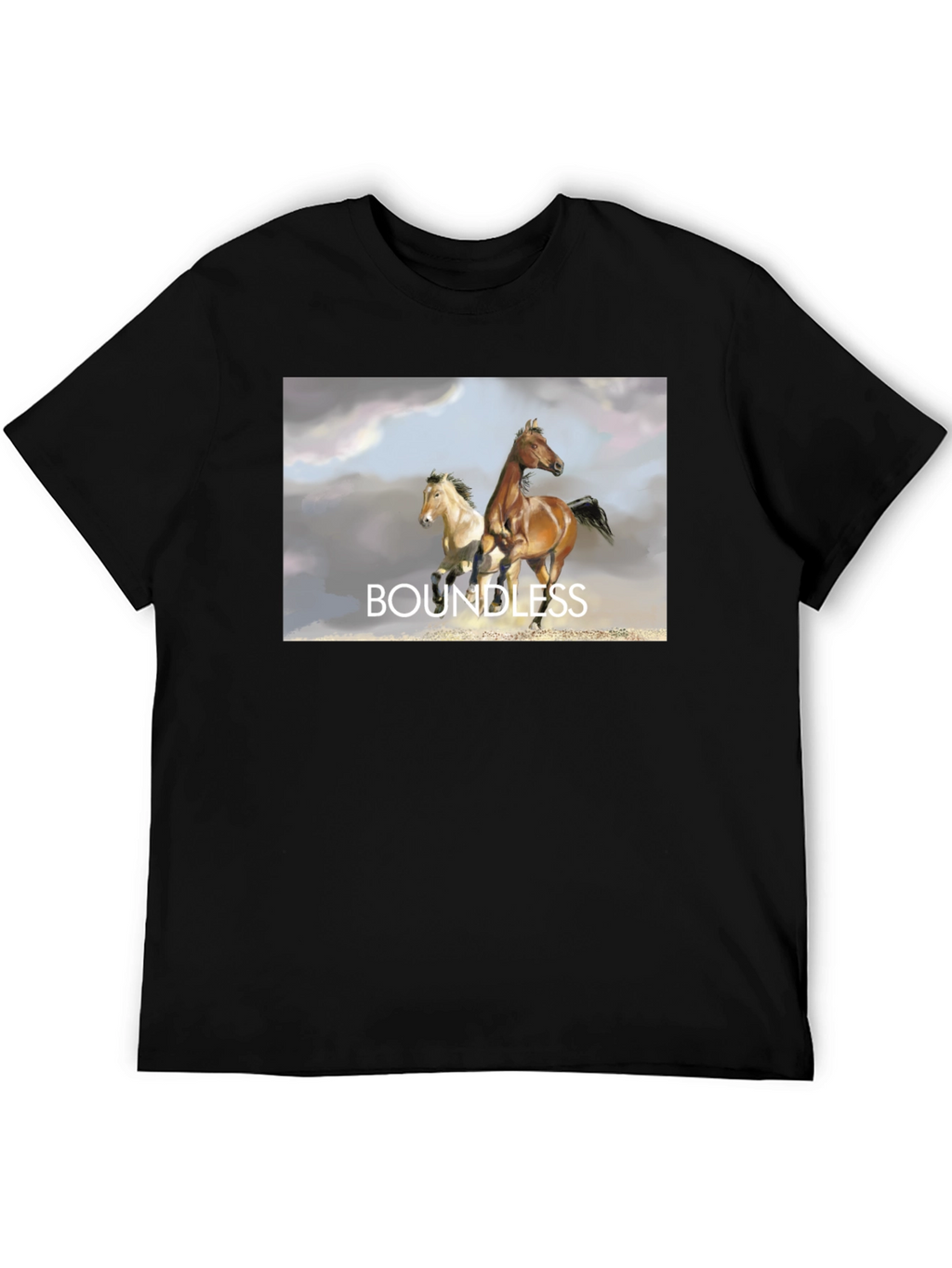 Boundless Horse Graphic Tee - Black Cotton T-Shirt