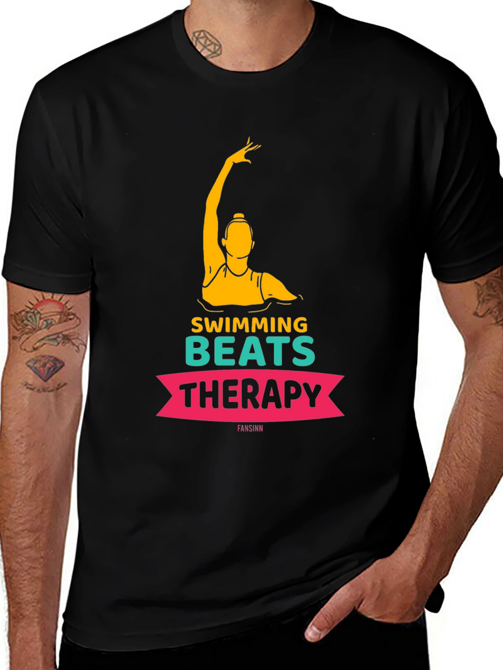 Swimming Beats Therapy Tee - Artistic Swimmer Design