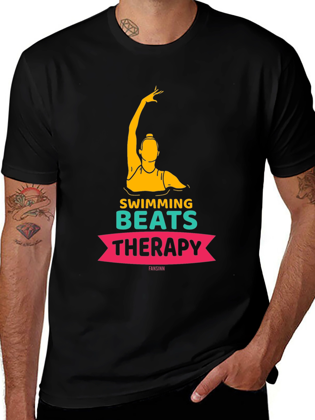 Swimming Beats Therapy Tee - Artistic Swimmer Design