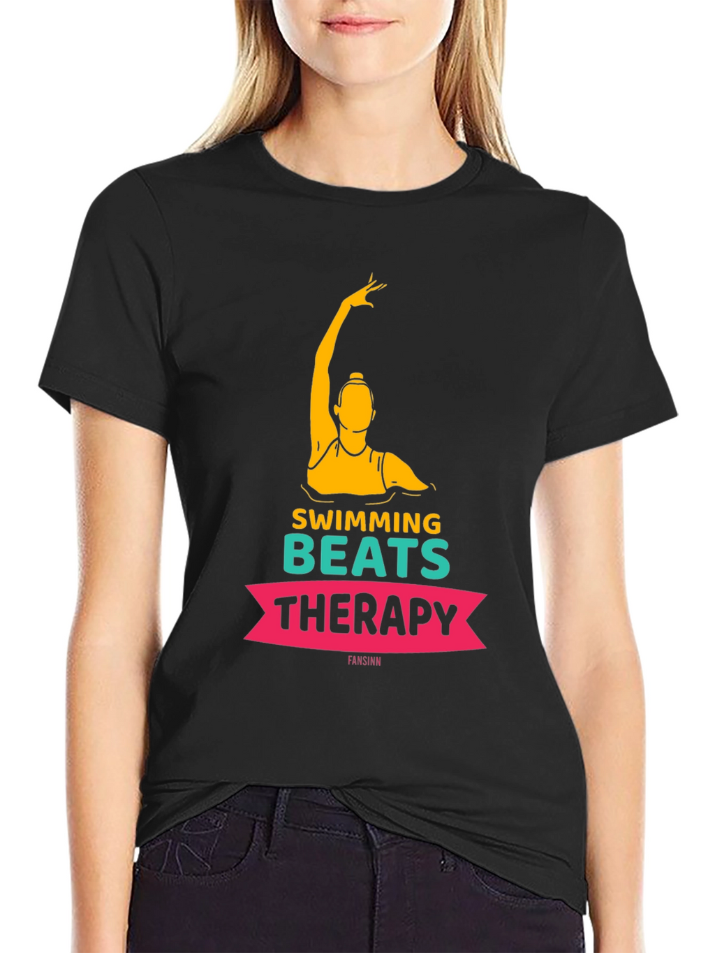 Swimming Beats Therapy Tee - Artistic Swimmer Design