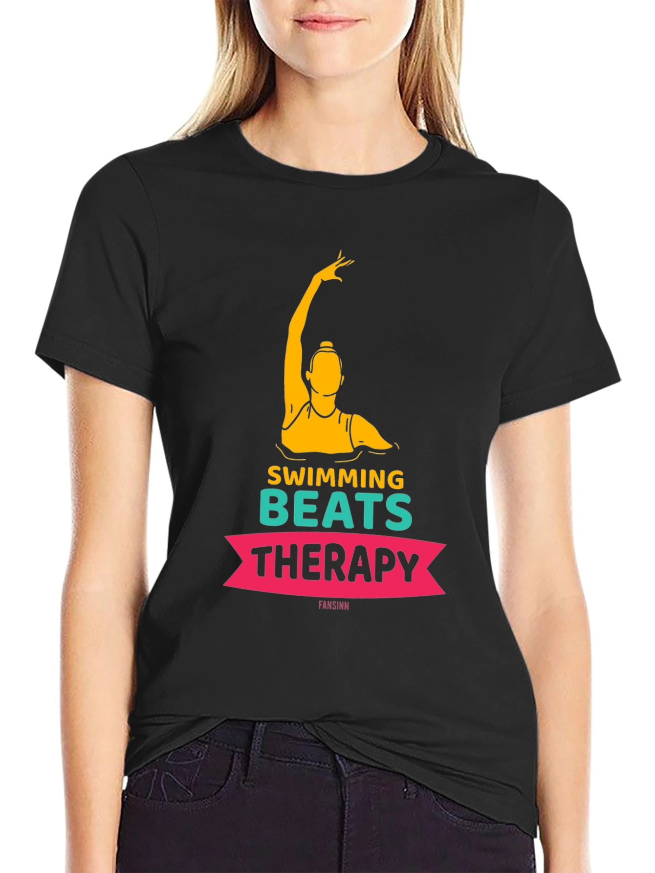 Swimming Beats Therapy Tee - Artistic Swimmer Design