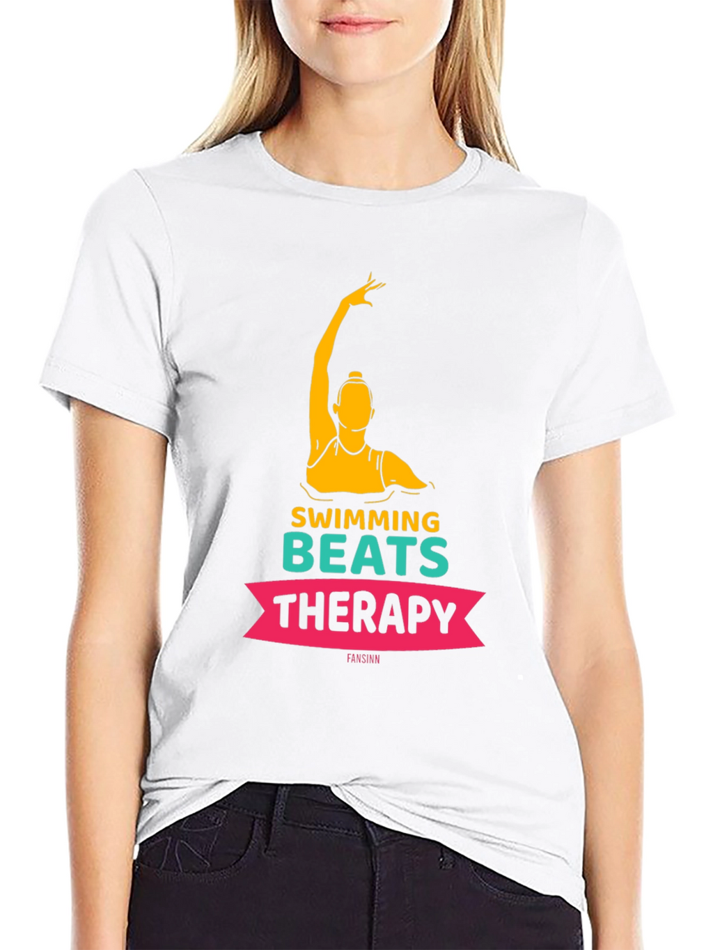 Swimming Beats Therapy Tee - Artistic Swimmer Design