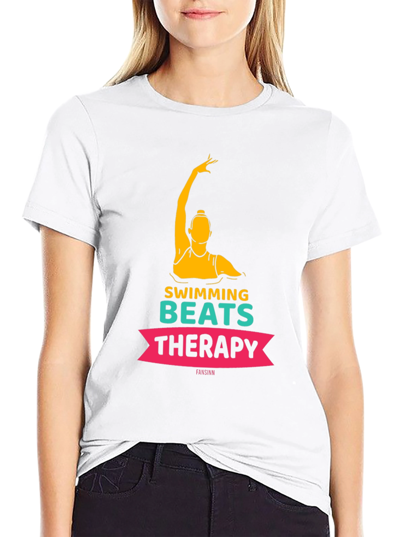 Swimming Beats Therapy Tee - Artistic Swimmer Design