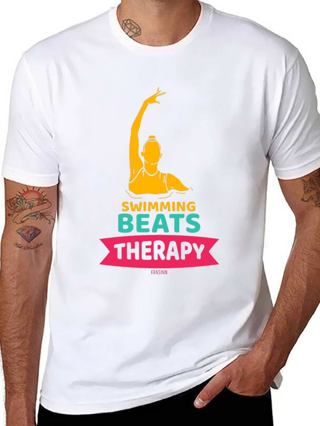 Swimming Beats Therapy Tee - Artistic Swimmer Design
