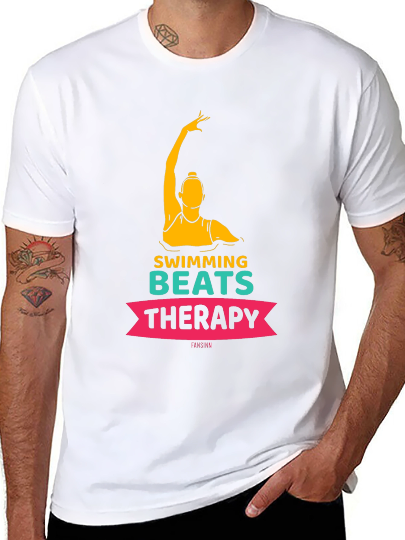 Swimming Beats Therapy Tee - Artistic Swimmer Design