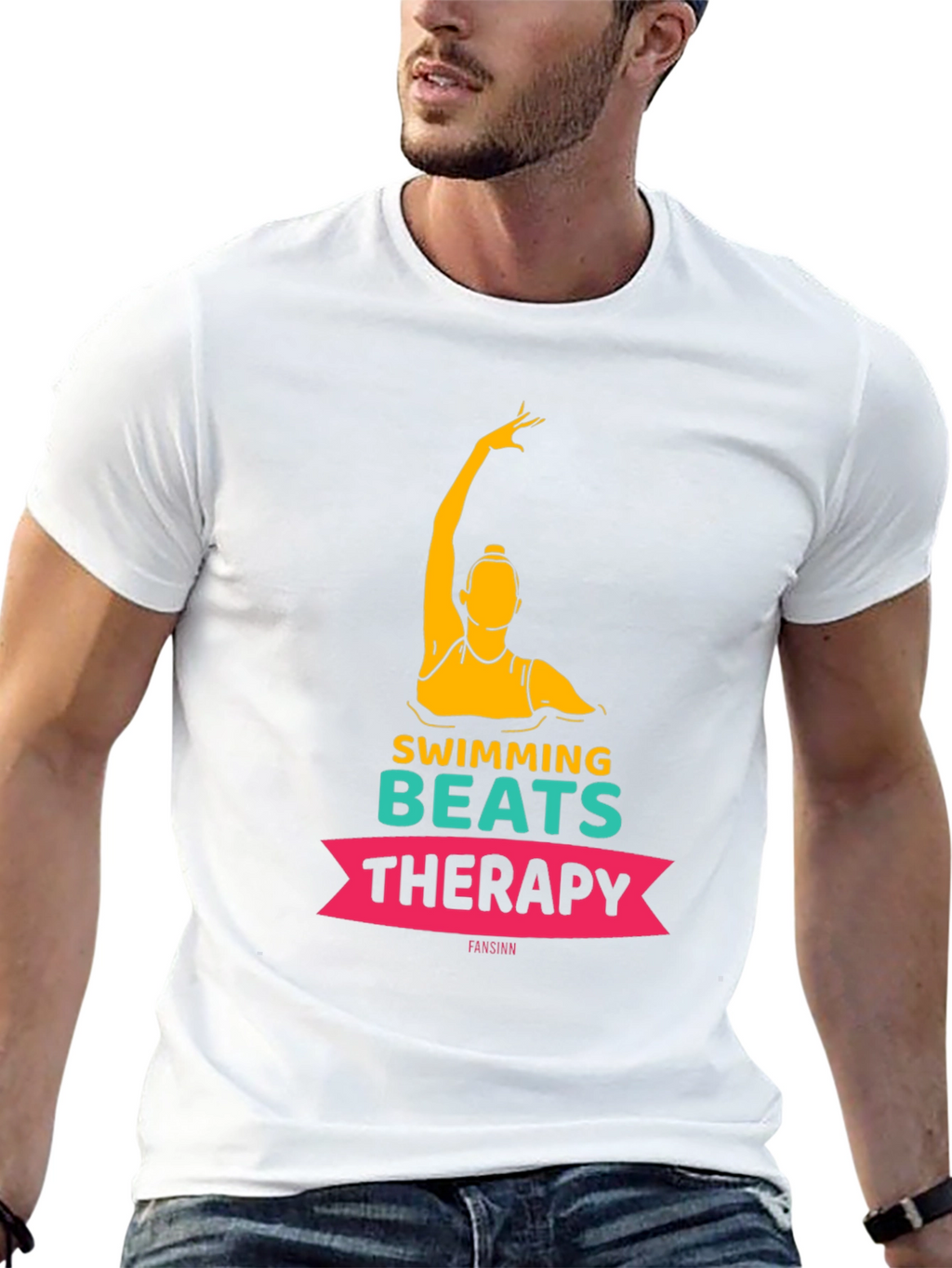 Swimming Beats Therapy Tee - Artistic Swimmer Design