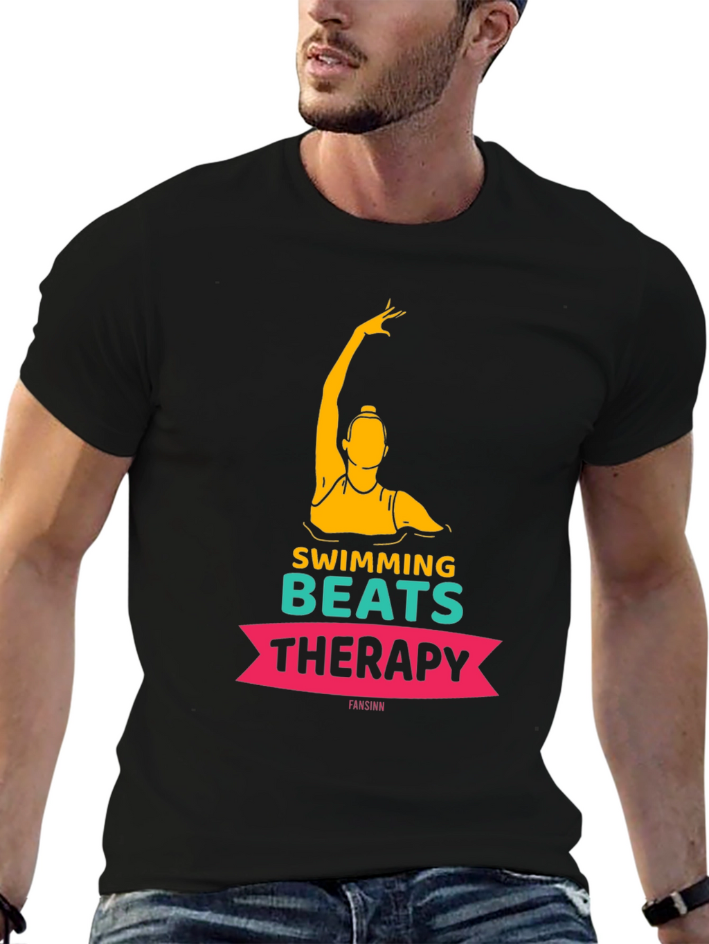Swimming Beats Therapy Tee - Artistic Swimmer Design