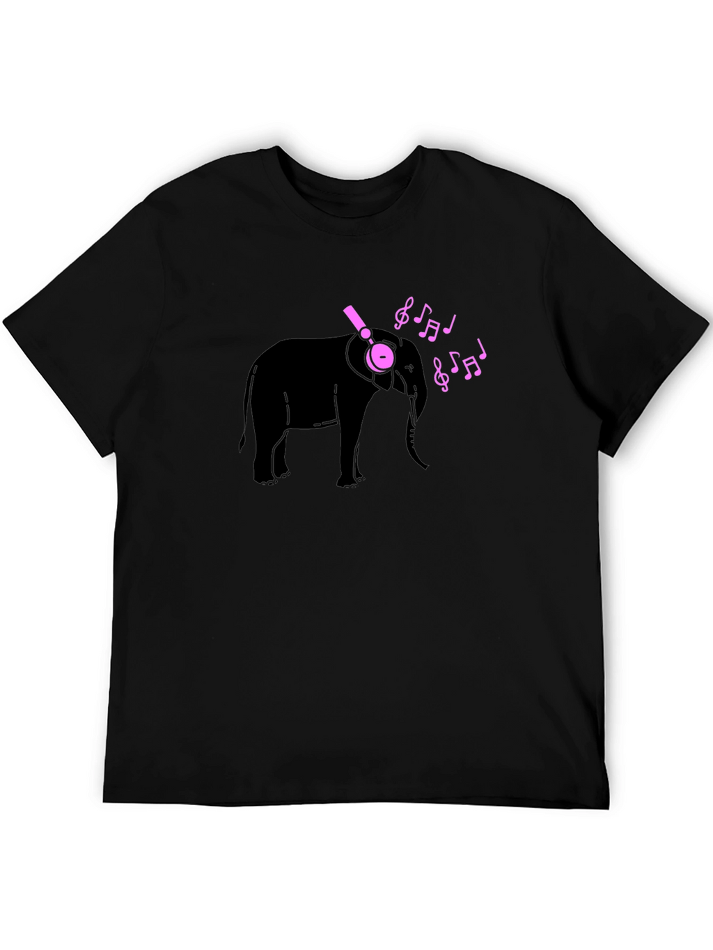 Elephant Music Tee - Black Cotton T-Shirt