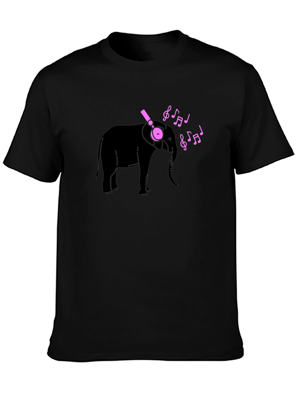 Elephant Music Tee - Black Cotton T-Shirt