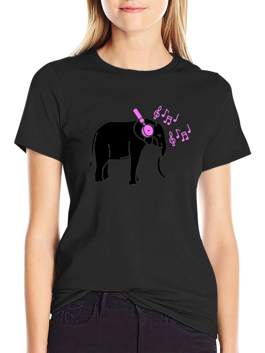 Elephant Music Tee - Black Cotton T-Shirt