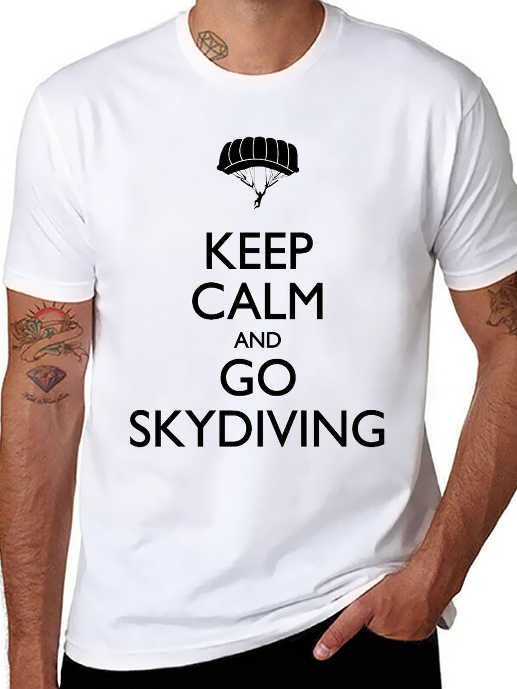 Keep Calm & Go Skydiving Black T-Shirt