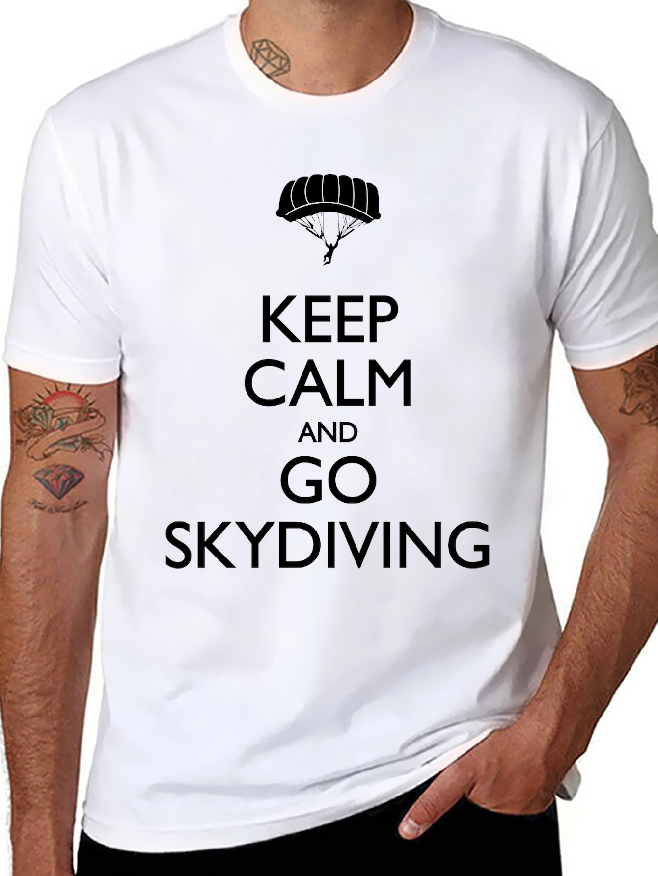 Keep Calm & Go Skydiving Black T-Shirt