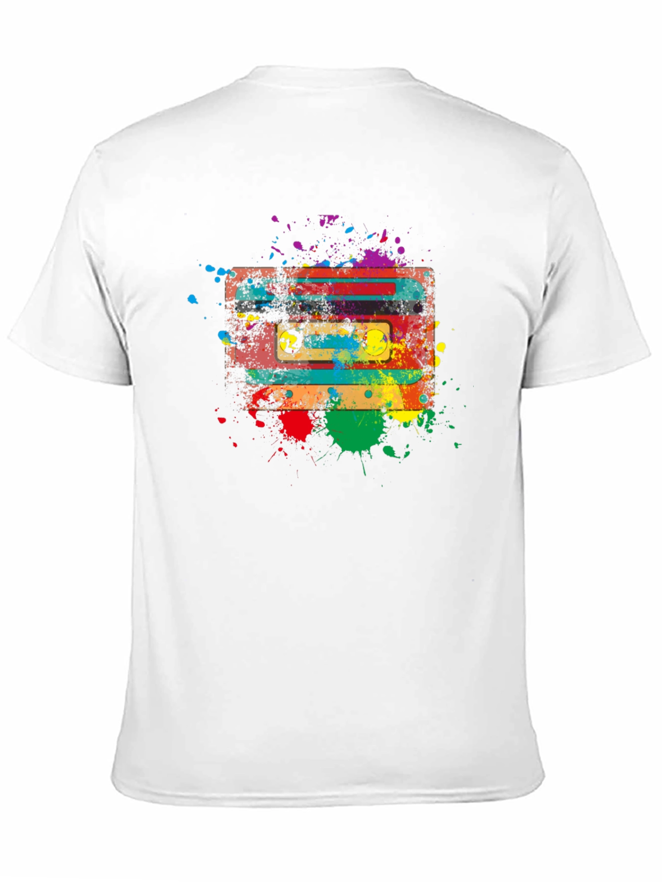 Retro Cassette Tape Splatter Graphic T-Shirt - Unisex
