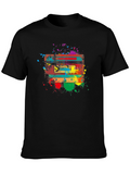 Retro Cassette Tape Splatter Graphic T-Shirt - Unisex