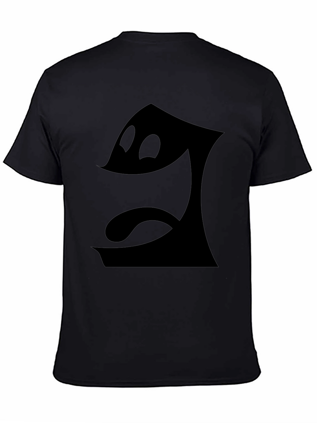 Mens Black T-Shirt - Cartoon Face Graphic Tee