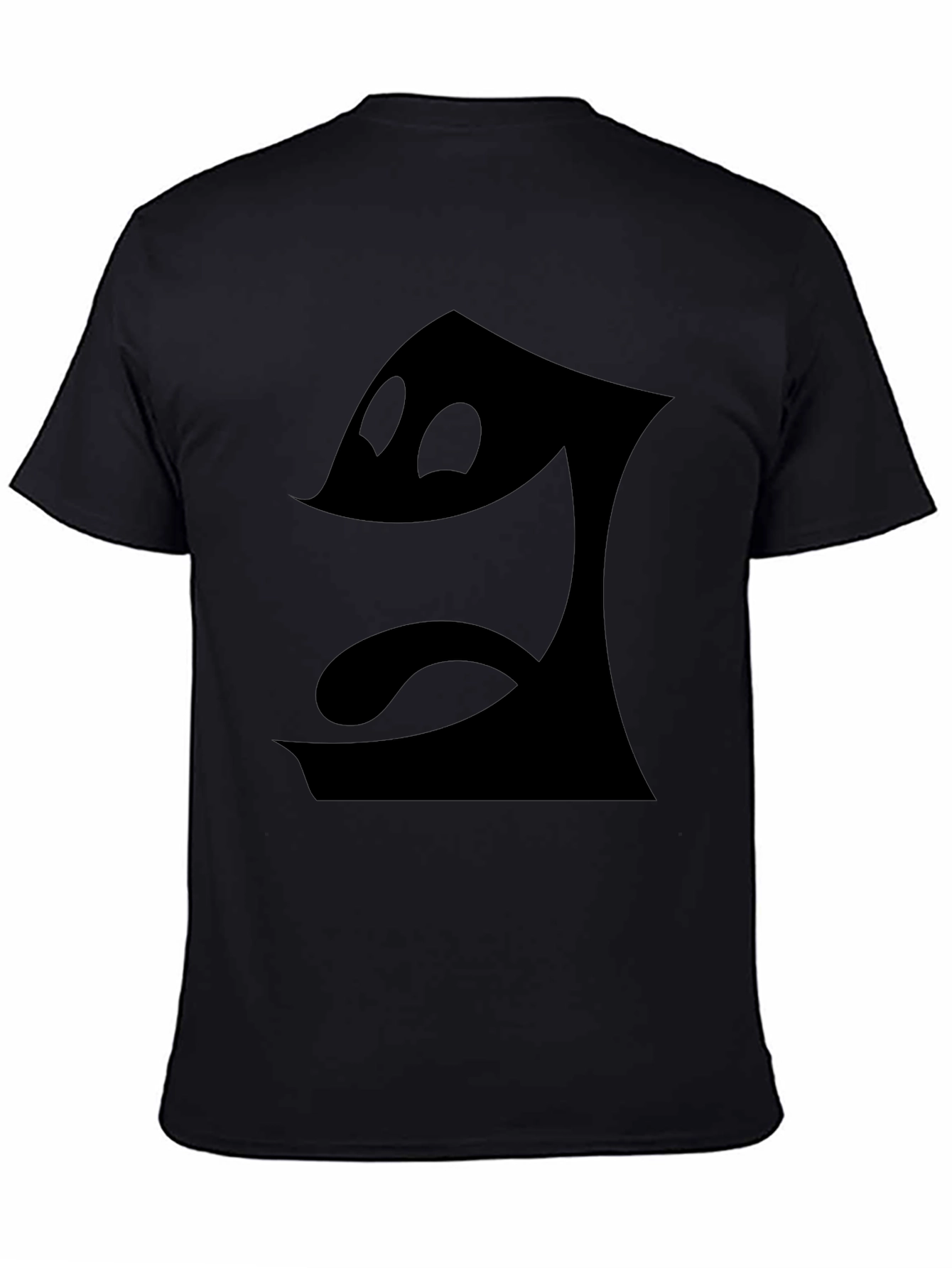 Mens Black T-Shirt - Cartoon Face Graphic Tee