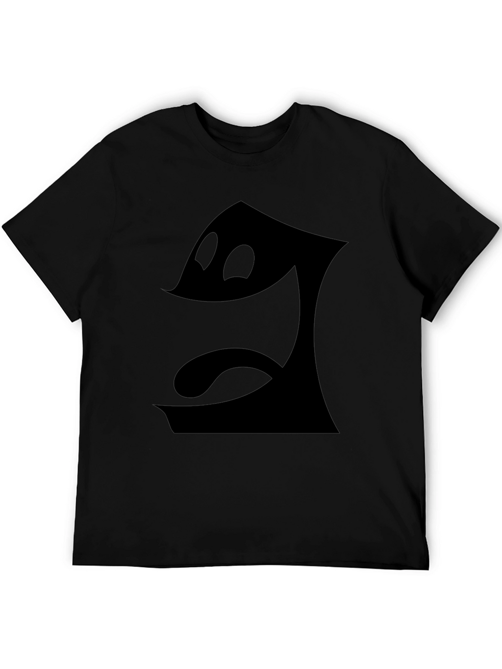 Mens Black T-Shirt - Cartoon Face Graphic Tee