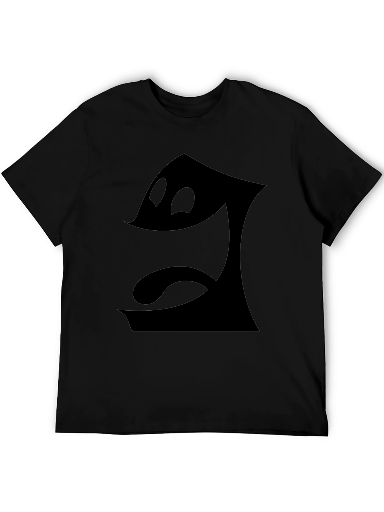 Mens Black T-Shirt - Cartoon Face Graphic Tee