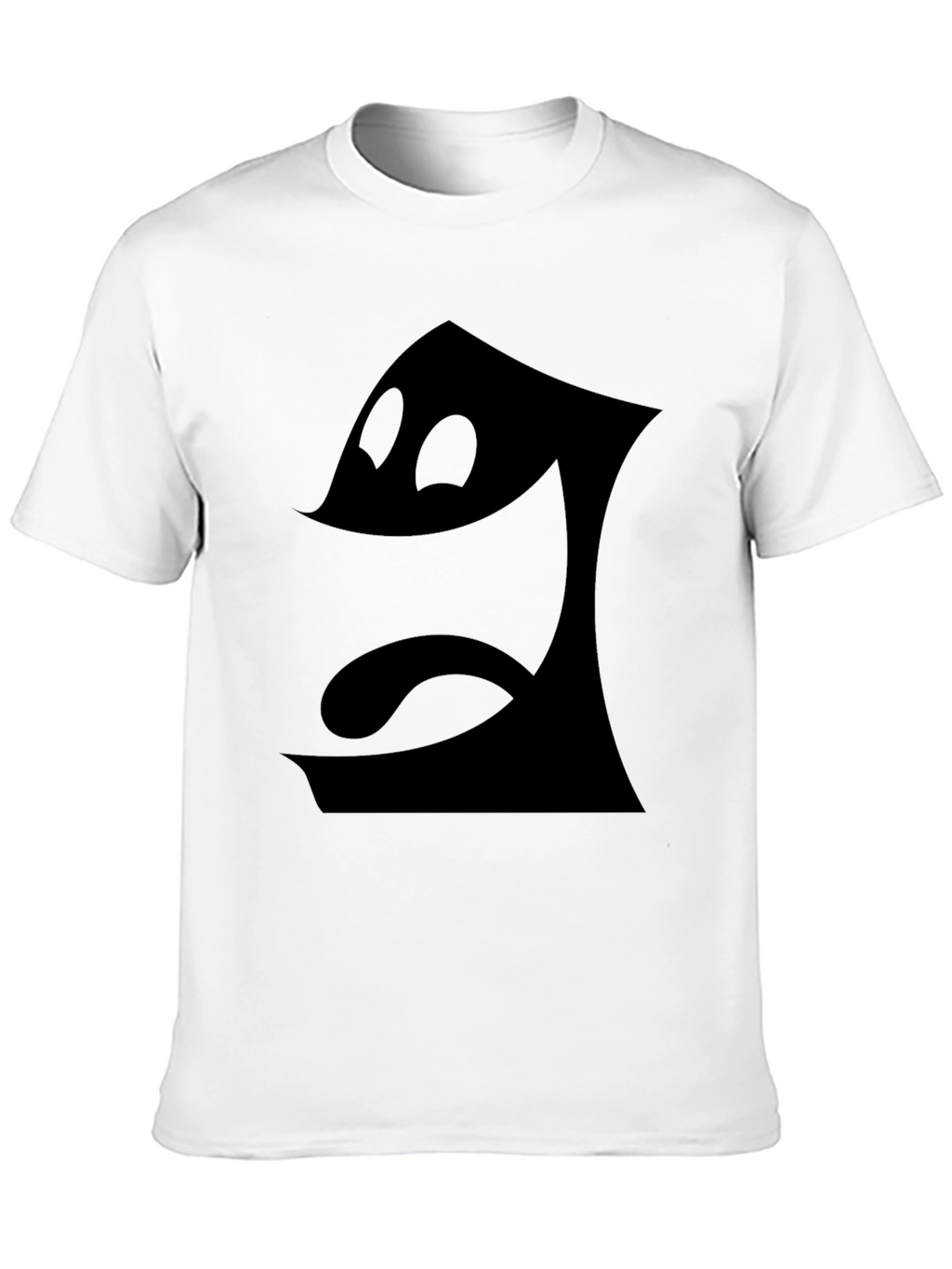 Mens Black T-Shirt - Cartoon Face Graphic Tee