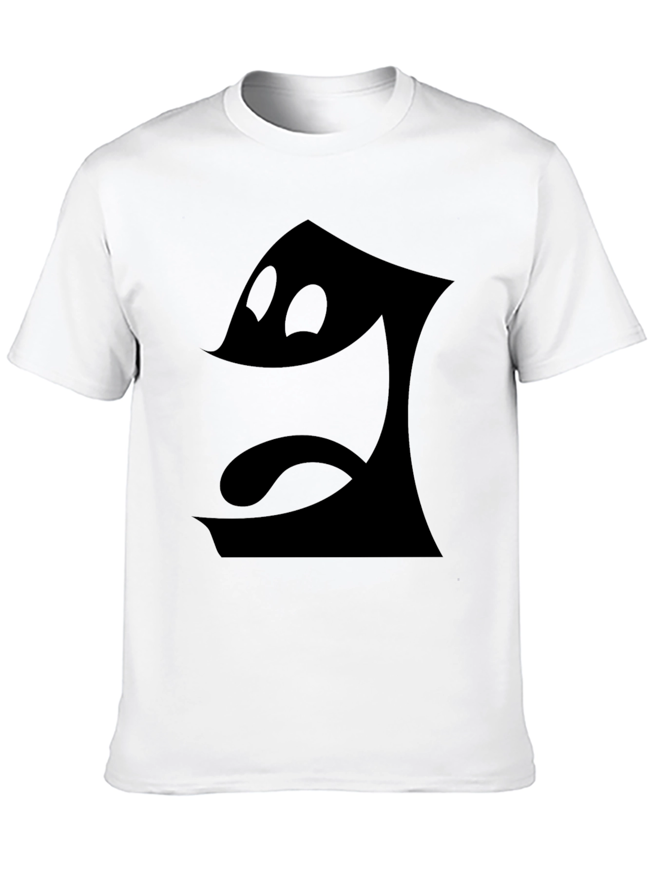 Mens Black T-Shirt - Cartoon Face Graphic Tee