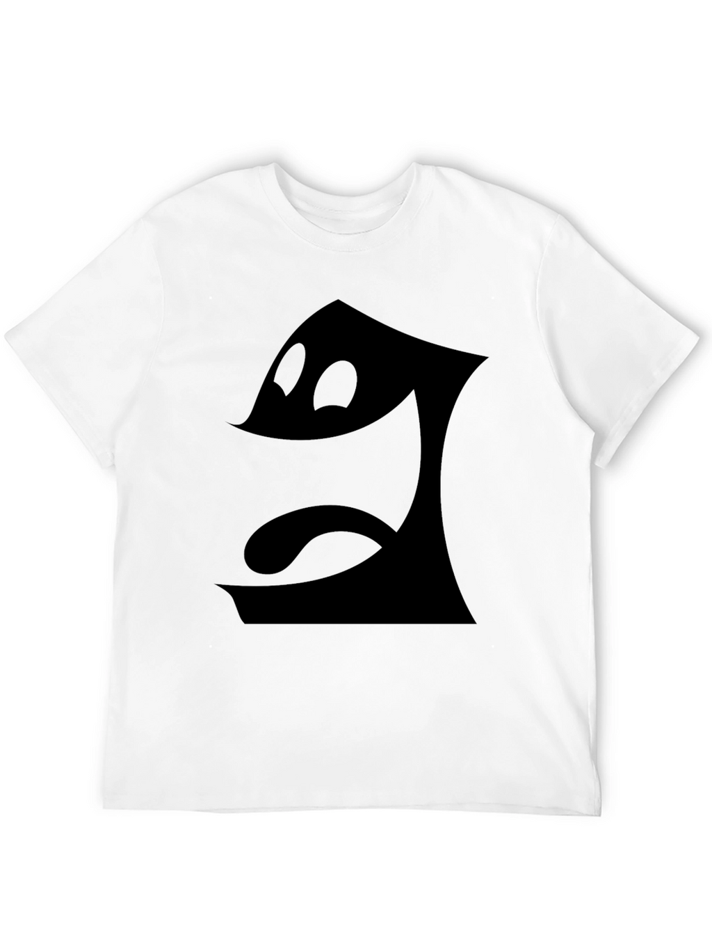 Mens Black T-Shirt - Cartoon Face Graphic Tee