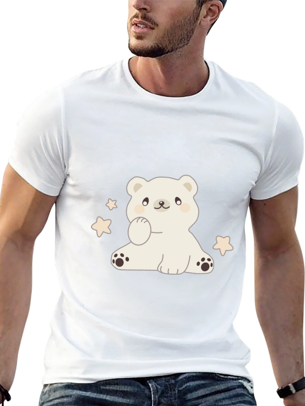 Cute Bear Graphic Tee - Soft Cotton Blend