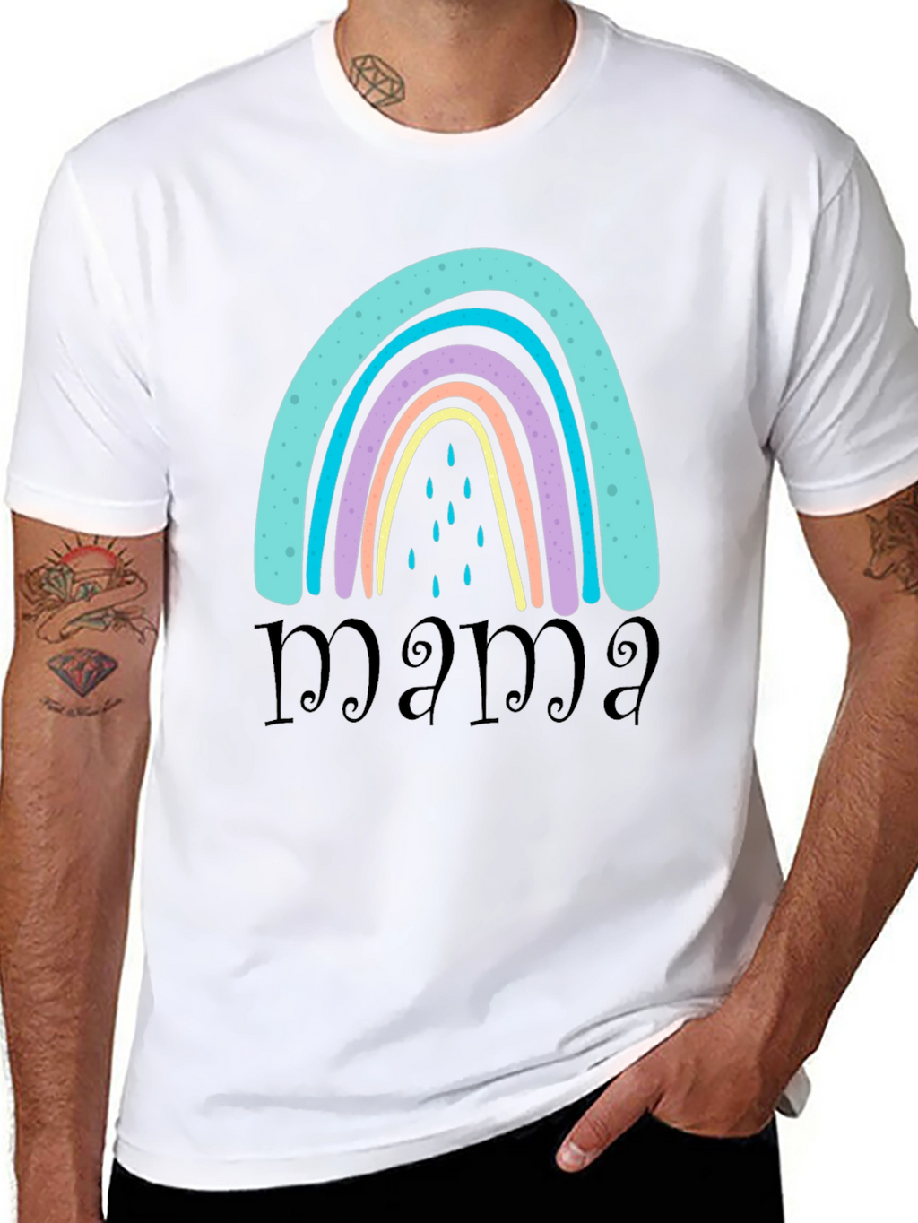Mama Rainbow Graphic T-Shirt - Black Casual Tee