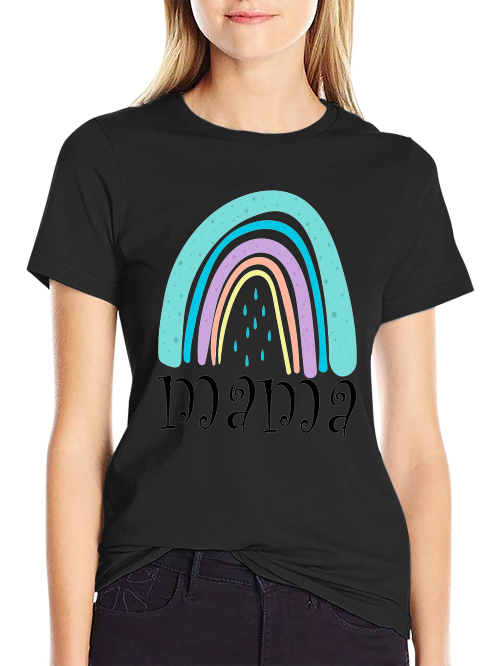 Mama Rainbow Graphic T-Shirt - Black Casual Tee
