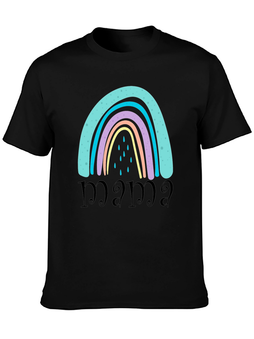 Mama Rainbow Graphic T-Shirt - Black Casual Tee
