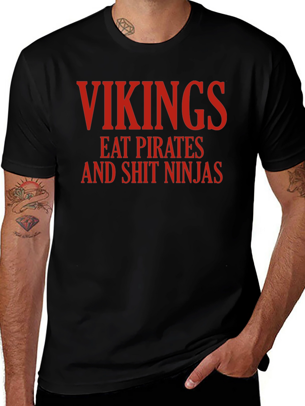 Vikings Eat Pirates Funny Graphic T-Shirt